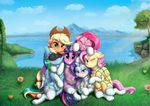  2017 absurd_res alcor90 applejack_(mlp) blindfold blonde_hair blue_eyes blush clothing cock_gag cowboy_hat cutie_mark detailed_background earth_pony equine eyes_closed feathered_wings feathers female flower fluttershy_(mlp) friendship_is_magic gag grass green_eyes grin group hair hat hi_res horn horse legwear looking_at_viewer mammal mountain multicolored_hair my_little_pony one_eye_closed outside pegasus pink_hair pinkie_pie_(mlp) plant pony presenting_teats purple_eyes rainbow_dash_(mlp) rainbow_hair rarity_(mlp) sex_toy smile tears teats tree twilight_sparkle_(mlp) unicorn wing_hug winged_unicorn wings 
