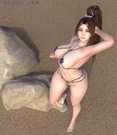  3d bikini breasts fatal_fury from_above ponytail shiranui_mai smile swimsuit the_majestic 