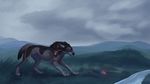  2017 arrow blue_eyes canine digital_media_(artwork) feral male mammal rakan river scar were werewolf wolf 