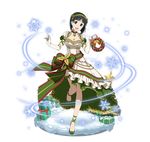  :d ankle_ribbon black_eyes black_hair box breasts christmas_tree cleavage dress elbow_gloves faux_figurine full_body gift gift_box gloves green_hairband green_ribbon hairband head_tilt kirigaya_suguha large_breasts leg_up long_dress looking_at_viewer official_art open_mouth ribbon short_hair short_sleeves simple_background smile solo standing standing_on_one_leg sword_art_online sword_art_online:_code_register white_background white_dress white_gloves 