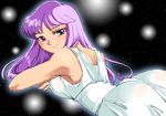  athena_(saint_seiya) blue_eyes breasts commentary_request dress long_hair onnaski purple_hair saint_seiya saint_seiya_omega solo 