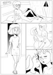  2017 4_fingers age_difference anthro bedroom bedroom_eyes blush breasts canine caught clothing comic digital_media_(artwork) dog duo female female/female hair half-closed_eyes hi_res imminent_sex mammal monochrome mrs_hudson nipples nude polly_(sherlock_hound) pubes pussy seductive sherlock_hound_(series) short_hair smile vinoda young 