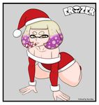  candy_cane christmas erozer hime_(splatoon) inkling looking_at_viewer santa_outfit splatoon thick_thighs yellow_eyes 