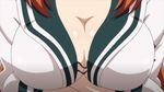  1girl animated animated_gif breasts cleavage female hoods_entertainment large_breasts school_uniform seikon_no_qwaser sendou_mutsumi 