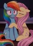  2017 blue_feathers blush cutie_mark duo equine eyelashes eyes_closed feathered_wings feathers female feral fluttershy_(mlp) friendship_is_magic hair hooves kissing long_hair mammal momomistress multicolored_hair multicolored_tail my_little_pony pegasus pink_eyes pink_hair rainbow_dash_(mlp) rainbow_hair rainbow_tail smile unamused wings yellow_feathers 