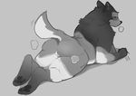  anthro armello blush breasts butt canine female fur grabbing_sheets greyscale looking_back magna_(armello) mammal monochrome paperclip_(artist) pawpads pussy pussy_juice solo sweat wolf 
