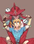  blonde_hair blue_eyes fins fishman hair_ornament jewelry link male_focus monster_boy multiple_boys muscle natsuyon pointy_ears ponytail sharp_teeth sidon smile teeth the_legend_of_zelda the_legend_of_zelda:_breath_of_the_wild yellow_eyes zora 