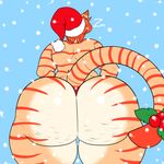  2017 absurd_res big_butt butt cat christmas feline female hat hi_res holidays holly_(plant) huge_butt loree mammal nude plant presenting presenting_hindquarters rear_view santa_hat thick_thighs voluptuous wide_hips winter zeromccall 