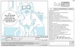  2017 absurd_res anthro aogami bed bedroom bella_mouse_(mileymouse) buckteeth cam_show camgirl chair chat chat_box clothing cub cubcam digital_media_(artwork) english_text eyes_closed eyewear female flat_chested footwear glasses hi_res livestream mammal mileymouse mouse office_chair recording rodent shoes solo standing teeth text webcam young 