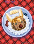  banana blueberry_(fruit) butter candy canine chocolate cute draco-vulpes food fox fruit mammal plaid strawberry syrup tiffany_ross waffle wallpaper whipped_cream 