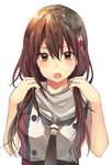  :o alternate_hair_length alternate_hairstyle black_neckwear blush brown_hair double-breasted dress eyebrows_visible_through_hair grey_sailor_collar hair_between_eyes hair_grab hair_ornament kantai_collection long_hair looking_at_viewer low_twintails neckerchief open_mouth remodel_(kantai_collection) rinto_(rint_rnt) sailor_collar sailor_dress sendai_(kantai_collection) simple_background solo tassel twintails upper_body white_background 