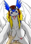  2017 anthro big_breasts breast_grab breasts crossgender dragon female hair hand_on_breast human human_on_anthro interspecies legendz male male/female mammal nipples nude open_mouth sex shiron smile tarian tongue 