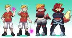 2018 anthro big_breasts blonde_hair blush breast_growth breasts canine clothed clothing female fiona_fox fox gender_transformation grin hair huge_breasts human human_to_anthro looking_at_viewer male mammal mind_control mtf_transformation nipple_bulge prinnydood red_hair ribbons sequence smile solo sonic_(series) standing transformation wide_hips 
