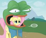  fluttershy_(mlp) friendship_is_magic grass invalid_background meme my_little_pony pepe_the_frog tree triggered unknown_artist 