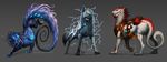  action_pose bandage belt black_fur blue_eyes canine claws fangs feral fur furry_dragon glowing glowing_eyes grey_fur hair horn long_hair long_tail magic mammal mane melee_weapon pose potion purple_fur red_fur scroll sharp_teeth snarling sword teeth unknown_species weapon whiluna white_fur wolf 