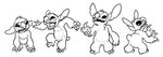  2014 4_fingers 4_toes alien bent_over black_and_white chest_tuft claws disney ears_back evil_grin experiment_(species) fur happy head_tuft lilo_and_stitch looking_back monochrome multiple_poses notched_ear open_mouth open_smile pose secoh2000 shocked simple_background small_tail smile squint standing stitch toes toony tuft white_background 