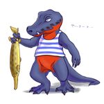  alligator alligator_tail crocodilian doubutsu_no_mori fang fish furry no_humans simple_background solo white_background yamato_(doubutsu_no_mori) 
