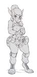  clothed clothing female fols hair kobold looking_at_viewer maiz-ken monochrome reptile scalie solo 