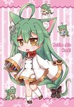  :3 :d akashi_(azur_lane) animal_ears azur_lane bell bell_choker bow braid brown_eyes cat_ears character_name chibi choker commentary cube drooling green_hair hair_bow hair_ornament hair_ribbon hairpin highres letter long_hair looking_at_viewer low-tied_long_hair mental_cube_(azur_lane) mole mole_under_eye mouth_hold noai_nioshi open_mouth ribbon ribbon_choker screwdriver single_braid sleeves_past_wrists smile solo stargazy_pie wrench 
