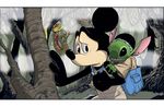  2013 alien anthro backpack black_body black_eyes black_nose claws clothed clothing crossover detailed_background disney experiment_(species) feral fog forest forked_tongue fur green_fur green_nose group hair half-closed_eyes jedi kaa letterbox lilo_and_stitch looking_back luke_skywalker mammal mickey_mouse mouse notched_ear open_mouth open_smile raised_inner_eyebrows reptile robe rodent round_ears scalie semi-anthro size_difference smile snake star_wars stitch the_jungle_book tom_hodges tongue tongue_out tree white_hair yoda 