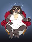  2017 alcohol anthro bedroom_eyes beverage big_breasts black_fur black_hair breasts chair claws cleavage clothed clothing digital_media_(artwork) dress drunk embriel eyewear feet female fur glasses grey_fur hair half-closed_eyes jewelry looking_at_viewer mammal mature_female multicolored_fur mustelid necklace raised_leg rosanne_hayes seductive simple_background sitting smile soles solo tan_fur toe_claws translucent two_tone_fur voluptuous wine wine_glass wolverine 