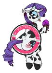  &lt;3 2017 alpha_channel alternate_species blue_eyes bovine cattle dairy_air dessert ear_tag english_text eyelashes fan_character food friendship_is_magic hair horn ice_cream looking_back mammal my_little_pony parody purple_hair raricow_(mlp) rarity_(mlp) smile tattoo text thebirdiebin tongue tongue_out 