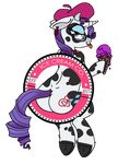  &lt;3 2017 alpha_channel alternate_species beret blue_eyes bovine cattle dairy_air dessert ear_tag english_text eyelashes eyewear fan_character food friendship_is_magic glasses hair hat horn ice_cream looking_back mammal my_little_pony parody purple_hair raricow_(mlp) rarity_(mlp) smile tattoo text thebirdiebin tongue tongue_out 