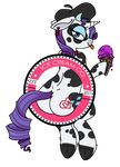  &lt;3 2017 alpha_channel alternate_species beret blue_eyes bovine cattle dairy_air dessert ear_tag english_text eyelashes fan_character food friendship_is_magic hair hat horn ice_cream looking_back mammal my_little_pony parody purple_hair raricow_(mlp) rarity_(mlp) smile tattoo text thebirdiebin tongue tongue_out 