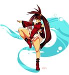  ankle_boots bad_revision bangs bare_shoulders boots breasts brown_eyes brown_hair china_dress chinese_clothes closed_mouth commentary detached_sleeves dress fighting_stance full_body guilty_gear high_heel_boots high_heels knee_up kuradoberi_jam long_hair long_sleeves md5_mismatch medium_breasts panties red_dress red_footwear resized signature smile solo standing standing_on_one_leg twintails typo_(requiemdusk) underwear upscaled very_long_hair white_panties wide_sleeves 