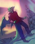  2017 4_fingers anthro blue_eyes clothed clothing detailed_background digital_media_(artwork) dragon kardie male membranous_wings solo wings wings_pete&#039;s 