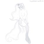  2017 anthro anthrofied breasts clothing cosmic_hair cutie_mark equine female friendship_is_magic garter_belt garter_straps greyscale horn legwear longtailshort looking_at_viewer mammal monochrome my_little_pony navel nipples nude princess_luna_(mlp) simple_background sitting solo stockings thigh_highs winged_unicorn wings 