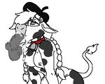  anthro balls bell_collar beret bovine braided_hair breasts cattle collar cum cum_in_mouth cum_inside dairy_air disembodied_penis fellatio female hair hat male mammal mascot nipples nude oral penis sex thebirdiebin 