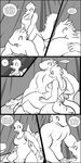  big_breasts big_muscles breasts clothed clothing comic dialogue digital_media_(artwork) female grin lagotrope lizardman long_tail lying male massage monochrome muscular reptile restrained scalie smile speech_bubble story_seeker tent thick_thighs thought_bubble topless voluptuous 