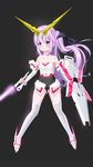  3: ahoge alternate_costume azur_lane bad_id bad_pixiv_id bare_shoulders black_background breasts choker cleavage commentary_request cosplay dress elbow_gloves energy_sword gloves gundam gundam_unicorn hair_bun hair_ribbon headgear highres lazy_guang_guang lightsaber long_hair looking_at_viewer mecha_musume namesake nt-d off_shoulder one_side_up purple_eyes purple_hair ribbon shield side_bun simple_background small_breasts solo sword thighhighs unicorn_(azur_lane) unicorn_gundam unicorn_gundam_(cosplay) v-shaped_eyebrows weapon white_dress white_gloves white_legwear wind 