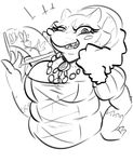  anthro armello badassbaal big_breasts black_and_white breasts brooch cleavage clothed clothing eyelashes female gloves griotte_(armello) hand_fan jewelry mammal monochrome necklace overweight overweight_female rat rodent 