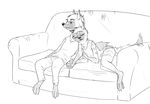  aardwolf anneke_(weaver) anthro brother clothing disney duo eyes_closed fan_character female hand_holding hyena male mammal numbro pack_street sibling simple_background sister sleeping sofa wolter_(weaver) zootopia 