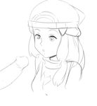  1girl breasts female hikari_(pokemon) long_hair monochrome nintendo penis pokemon pokemon_(game) pokemon_dppt sketch solo superjetjonh117 