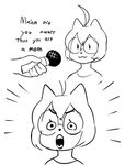  :3 ahoge anthro black_and_white canine dialogue disembodied_hand dog english_text eyelashes eyewear female glasses hair mammal mature_female meme microphone monochrome noill open_mouth sequence surprise text 