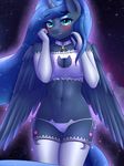  2017 absurd_res anthro anthrofied armwear blush cat_lingerie clothing equine feathered_wings feathers female friendship_is_magic hair hi_res horn legwear lingerie long_hair mammal my_little_pony navel princess_luna_(mlp) solo twistedscarlett60 underwear winged_unicorn wings 