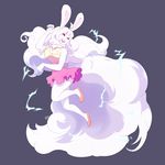  anthro breasts carrot_(one_piece) claws clothing electricity eyelashes eyes_closed female fur grey_background hair kittbetelgeuse lagomorph mammal minkmen_(one_piece) one_piece open_mouth open_smile rabbit simple_background skirt smile solo white_fur white_hair 