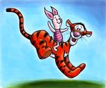  2015 beady_eyes carrying disney duo feline fur happy hi_res looking_at_viewer mammal open_mouth open_smile orange_fur pig piggyback piglet pink_body porcine running simple_background smile striped_fur striped_tail stripes tiger tigger traditional_media_(artwork) whiskers winnie_the_pooh_(franchise) zdrer456 