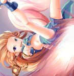  akaishi barefoot blue_eyes flat_chest heterochromia jewelry league_of_legends long_hair looking_at_viewer midriff navel necklace open_mouth orange_hair pointing pointing_at_viewer purple_eyes sarong scarf shorts smile solo stomach toeless_legwear very_long_hair zoe_(league_of_legends) 