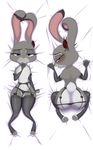  2017 anthro armwear ass_up bedroom_eyes biting_lip blush buckteeth butt camel_toe clothed clothing dakimakura_design dipstick_ears disney elbow_gloves featureless_chest female fingerless_gloves flower garter_belt garter_straps gloves half-closed_eyes judy_hopps lagomorph legwear looking_at_viewer looking_back lying mammal on_back panties plant purple_eyes rabbit rose_(flower) seductive skimpy solo stockings teeth topless underwear wide_hips yitexity zootopia 