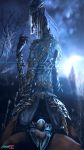  3d_(artwork) armor atsukosfm_(artist) balls blue_skin butt clothed clothing cowgirl_position dancer_of_the_boreal_valley dark_souls dark_souls_3 digital_media_(artwork) duo faceless_male female fromsoftware hi_res humanoid looking_back lying male male/female not_furry on_back on_top outside penetration penis pussy sex solo_focus vaginal vaginal_penetration video_games 