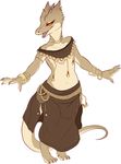  2015 ambiguous_gender anthro belly_dancer clothed clothing dungeons_&amp;_dragons front_view kobold looking_at_viewer maim orange_sclera red_eyes reptile scalie simple_background solo white_background 