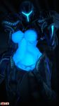  alien armor atsukosfm_(artist) big_breasts big_butt blue_skin breasts butt dark_samus female hi_res humanoid metroid nintendo not_furry solo video_games 