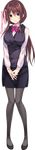  absurdres bosei_kanojo_-shikyuu_kikan-hen- bow brown_eyes brown_hair business_suit formal full_body hair_ornament hairclip highres long_image office_lady oryou pantyhose shoes skirt solo suit tachibana_miori tall_image transparent_background 