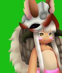  clothed clothing duzell hair lagomorph made_in_abyss mammal nanachi rabbit simple_background solo topless whiskers white_hair 