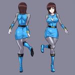  1girl black_beat blue_eyes breasts brown_hair full_body hurricane_blue large_breasts ninpuu_sentai_hurricanger nono_nanami pixiv_manga_sample short_hair solo standing super_sentai 