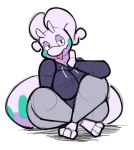 2019 3_toes aimbot-jones anthro big_breasts breasts clothing crossed_legs dragon female front_view goodra half-closed_eyes hand_on_neck nintendo pok&eacute;mon pok&eacute;mon_(species) sitting solo sweater toes tongue tongue_out video_games wasabi_(aimbot-jones) 